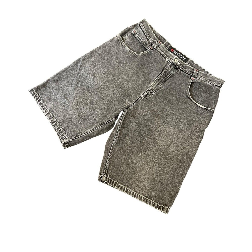 Vintage Y2K Southpole Black Stonewash Baggy Fit Jean Shorts Size 38 Skater